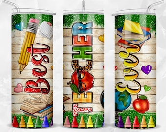 Best Teacher ever 20oz skinny tumbler png sublimation design download, glitter tumbler png, Teacher's Day png, sublimate designs download