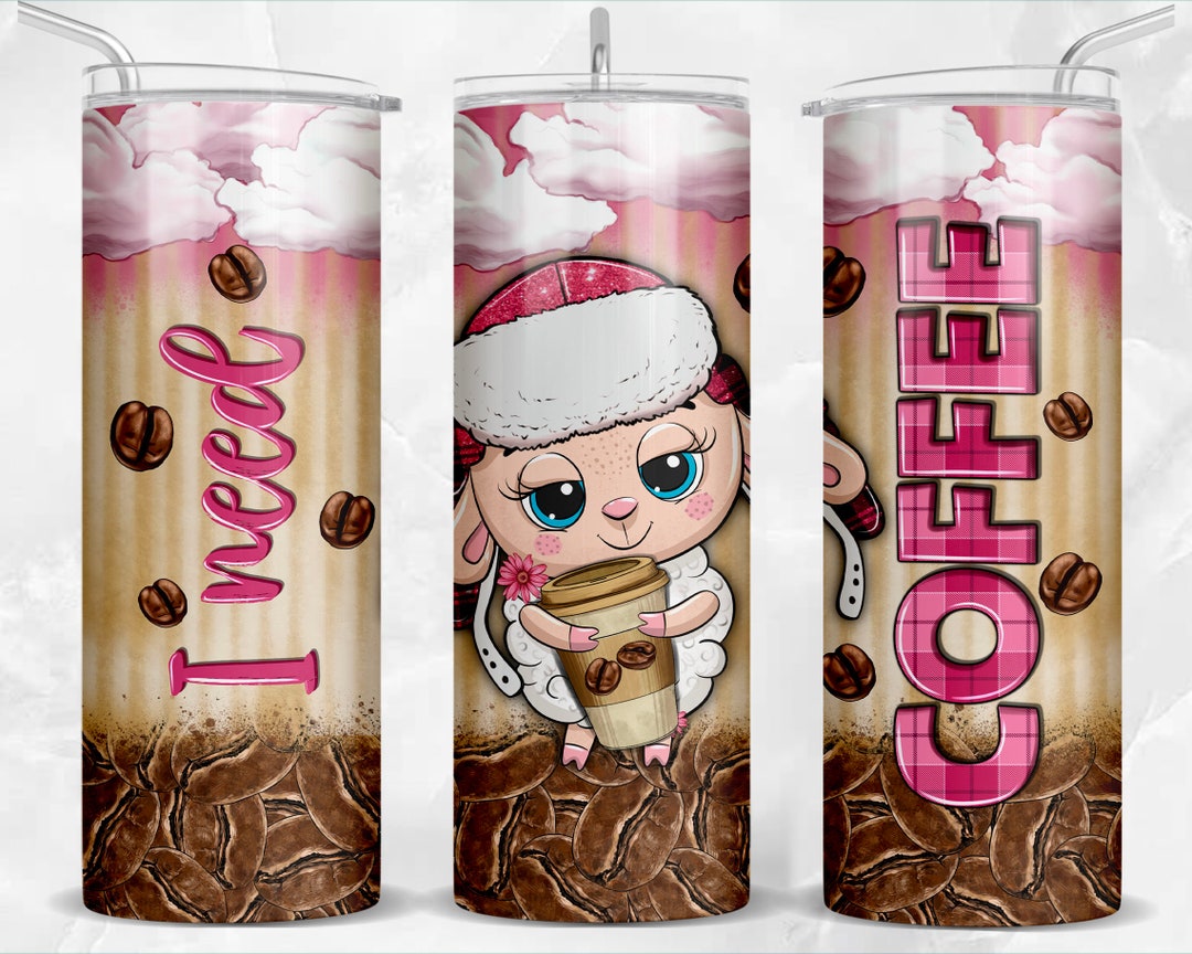 I Need Coffee 20 Oz Skinny Tumbler Png Sublimation Design Download ...