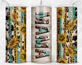 Descarga de diseño de sublimación de vaso de girasol mamá occidental de 20 oz, Día de la Madre png, vaso occidental png, vaso mamá png, descarga sublimada