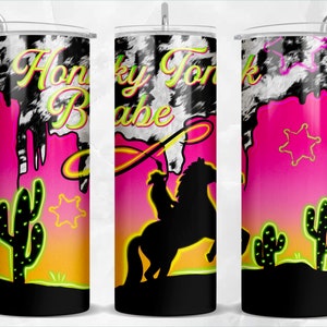 Verre honky tonk néon 20 oz au format png, gobelet en peau de vache png, modèles de gobelet 20 oz, gobelet western à télécharger