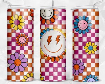 Retro daisy 20 oz skinny tumbler png sublimation design download, tumbler wrap png, 20 oz tumbler designs, tumbler png download
