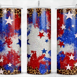 4th of July glitter and leopard 20 oz skinny tumbler png, tumbler wrap png, 4th of July png, 20 oz tumbler designs, USA tumbler png download
