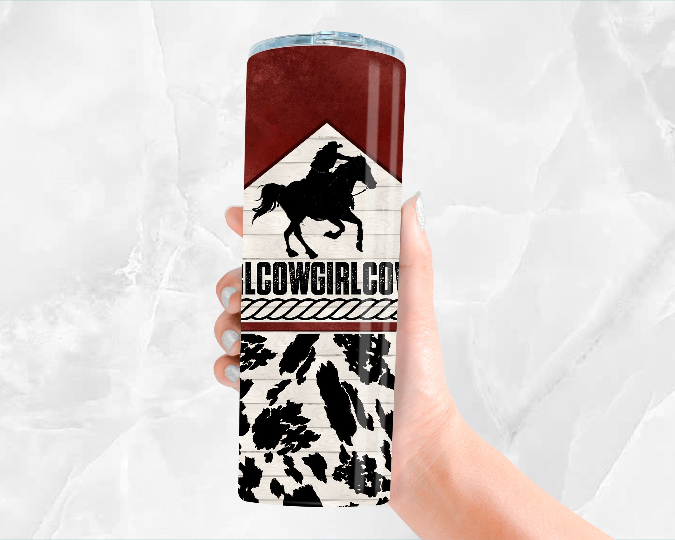 Cowgirl With Cowhide 20 Oz Skinny Tumbler Png Sublimation Design ...
