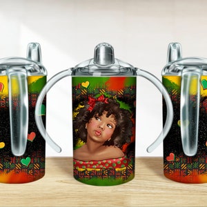 Cute afro girl Juneteenth 12 oz sippy cup png sublimation design download, sippy cup designs, sippy cup wrap png, sippy cup download