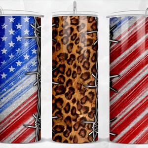 American flag and leopard 20 oz skinny tumbler png sublimation design download, tumbler wrap png, 20 oz tumbler designs, png download