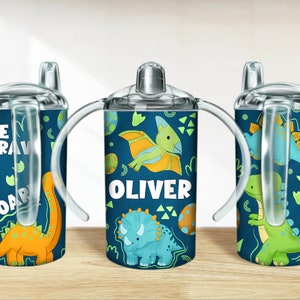 Personalized cute dinosaur 12 oz sippy cup png, sippy cup western designs, sippy cup wrap png, sippy cup sublimation designs downloads