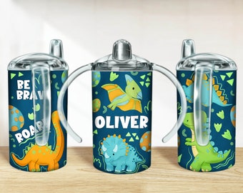 Personalized cute dinosaur 12 oz sippy cup png, sippy cup western designs, sippy cup wrap png, sippy cup sublimation designs downloads
