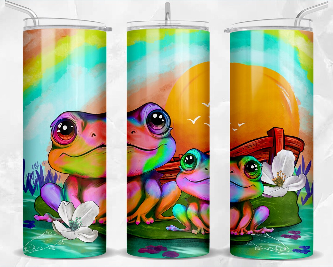 Colorful Frogs 20 Oz Skinny Tumbler Png, Tumbler Wrap Png Sublimation ...