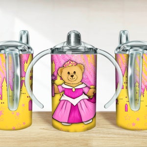 Princess toys bear 12 oz sippy cup png sublimation design download, sippy cup designs, sippy cup wrap png, sippy cup designs downloads