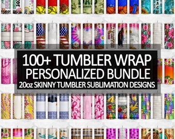 100+ Personalized Tumbler Wrap Sublimation Designs, 20 oz Skinny Tumbler Bundle Wrap, Custom Name Design Tumbler Png, Sublimate Download