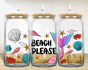 Praia, por favor, verão 16 onças libbey glass wrap png, libbey wrap png, libbey glass png, summer libbey cup sublimation png design downloads