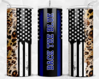 Stöd det blå med polisflagga och leopard 59 cl smal tumbler png, polis tumbler wrap, 59 cl tumbler designs, tumbler png nedladdning
