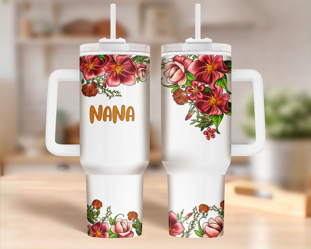 Boho Floral Nana 40 Oz Quencher Tumbler Png Sublimation Design Download ...