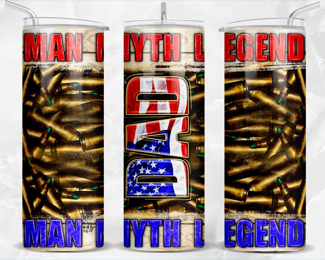 Dad Man Myth Legend 20oz Skinny Tumbler Png Sublimation Design Download ...