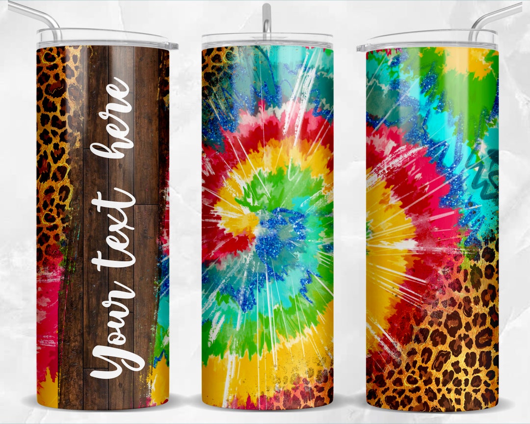 Personalized Tie Dye With Leopard 20oz Skinny Tumbler Png, Tie Dye ...