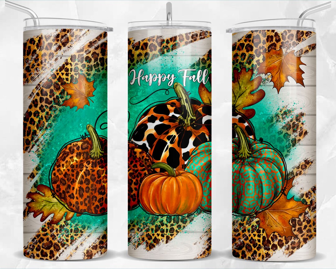 Happy Fall 20 Oz Skinny Tumbler Png, Fall Tumbler Wrap Png, Tumbler Png ...