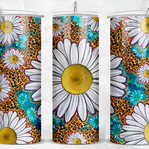 Daisy 20oz skinny tumbler png sublimation design download, western tumbler png, hand drawn daisies png, sublimate designs download