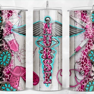 Nurse 20 oz skinny tumbler png sublimation design download, western tumbler wrap png, 20 oz tumbler designs, Nurse tumbler png download