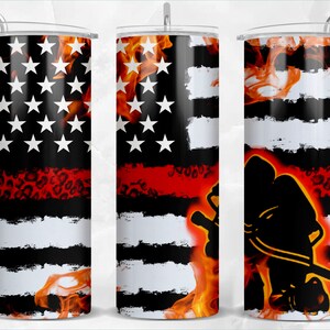 Firefighter American flag 20oz skinny tumbler png sublimation design download, USA flag tumbler png, Firefighter png, sublimate download