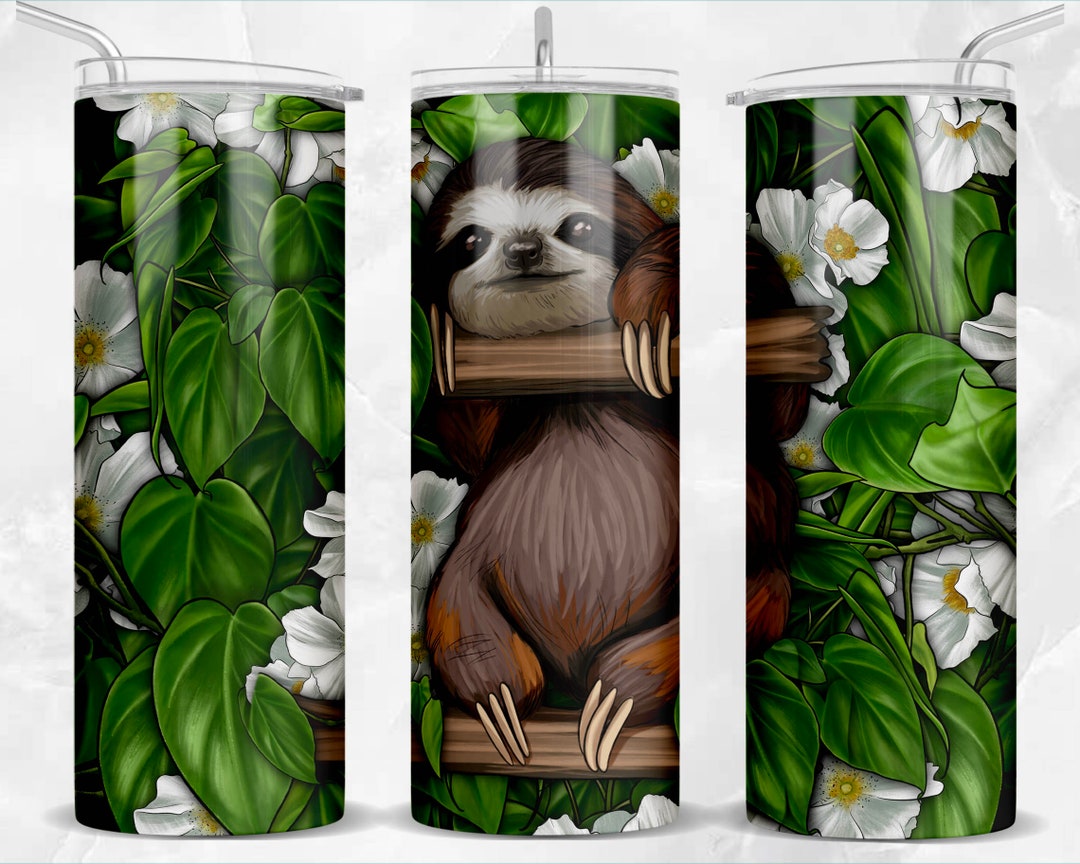 Cute Sloth 20 Oz Skinny Tumbler Png, Sloth Tumbler Wrap Png Sublimation ...