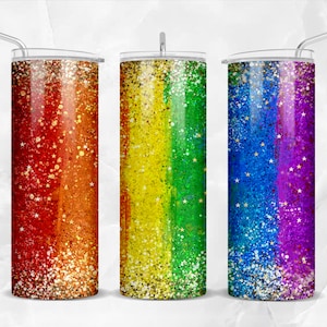 Pride rainbow glitter 20 oz skinny tumbler png, Pride tumbler wrap png, LGBTQ+ 20 oz tumbler designs, tumbler png download