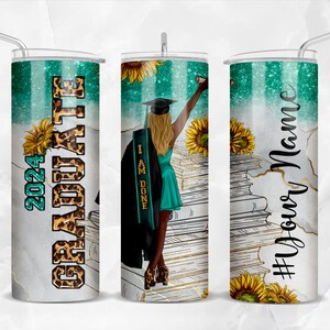 2024 graduate afro 20oz skinny tumbler png, senior 2024 tumbler png, custom name tumbler png, graduate tumbler png download