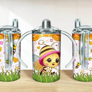 Little bee 12 oz sippy cup png, bee sippy cup designs, sippy cup wrap png, cute bee png, sippy cup sublimation designs downloads