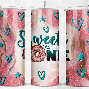 Sweet one 20 oz skinny tumbler png sublimation design download, donut png, tumbler wrap png, 20 oz tumbler designs, tumbler png download