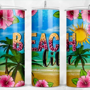 Beach life 20oz tumbler sublimation design download, beach vibes png, hello summer png, beach view png, sublimate designs download
