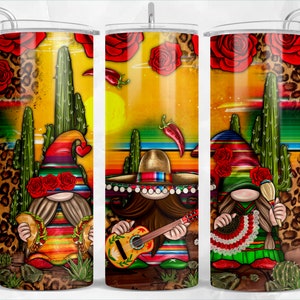 Mexican gnomes 20oz tumbler sublimation design download, western tumbler png, Mexican png, roses tumbler png, sublimate designs download