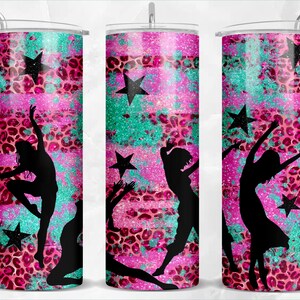 Dance women with glitter and leopard pattern 20 oz skinny tumbler png, tumbler wrap png, 20 oz tumbler designs, tumbler png download