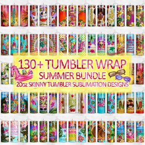 K&ouml;nnte beinhalten: Eine Sammlung von &uuml;ber 130 Designs zum Thema Sommer f&uuml;r 20oz Skinny Tumbler. Die Designs zeigen eine Vielzahl von sommerlichen Themen, darunter Str&auml;nde, Palmen, Flamingos, Ananas und vieles mehr. Die Designs sind perfekt f&uuml;r den Sublimationsdruck.