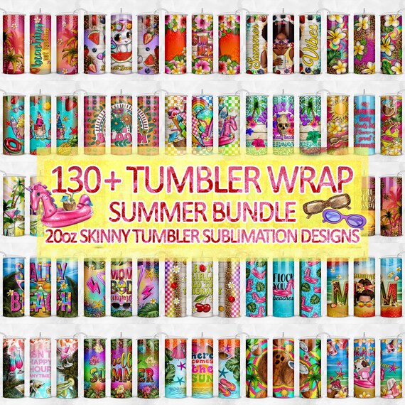 130+ Summer Tumbler Wrap Sublimation Designs, 20 oz Skinny Tumbler Bundle Wrap, Summer Design Tumbler Png, Sublimate Download