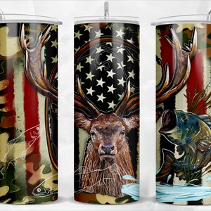 Bass and deer hunting with camuflage 20 oz skinny tumbler png, hunting tumbler wrap png, 20 oz tumbler designs, tumbler png download