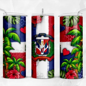 Dominican Republic 20 oz skinny tumbler png sublimation design download, Dominican flag png,tumbler wrap png,20 oz tumbler designs, download