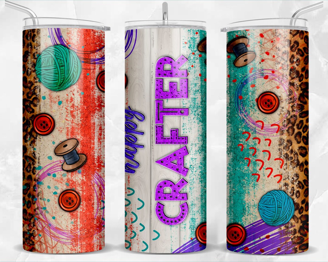 Happy Crafter 20 Oz Skinny Tumbler Png Sublimation Design Download ...