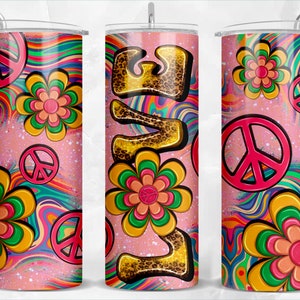 Peace love hippie daisy 20oz skinny tumbler png sublimation design download, hippie png, hippie soul png, sublimate designs download