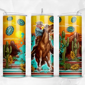 Western Cowboy with serape 20 oz skinny tumbler png, Cowboy tumbler wrap png, western 20 oz tumbler designs, tumbler png download