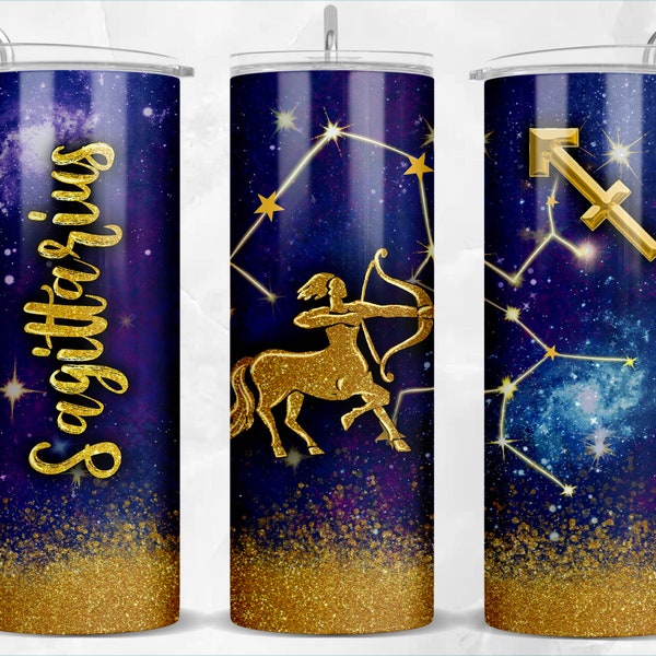 Zodiac Sagittarius 20 oz skinny tumbler png, tumbler wrap png, Astrology png, 20 oz tumbler designs, tumbler png download