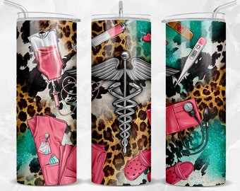 Western Nurse 20 oz skinny tumbler png sublimation design download, tumbler wrap png, 20 oz tumbler designs, tumbler png download