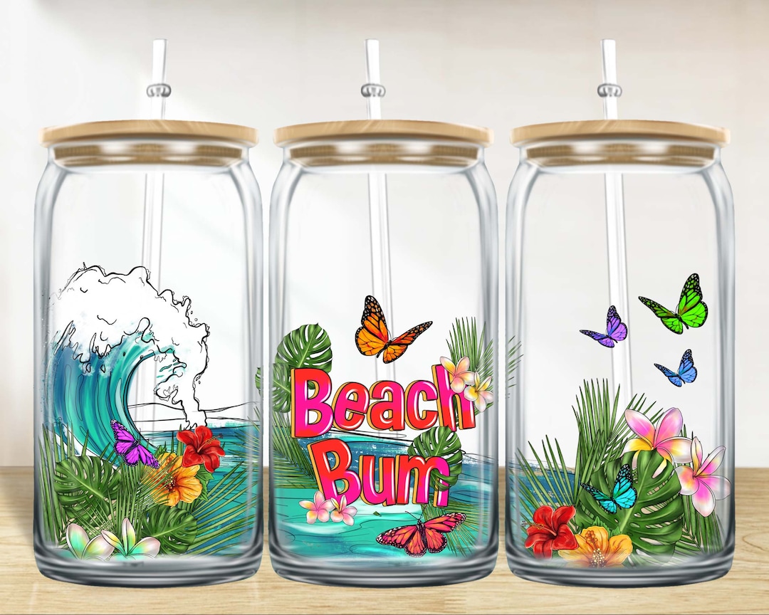 Beach Bum 16 Oz Libbey Glass Wrap Png, Libbey Wrap Png, Summer Libbey ...