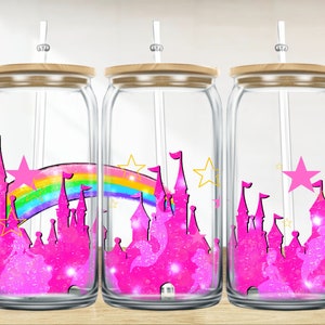 Princess castle 16 oz libbey glass wrap png, libbey wrap png, libbey glass png, castle libbey cup sublimation png design downloads