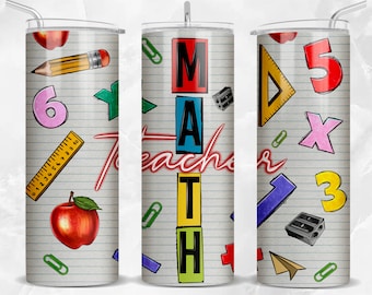 Math Teacher 20 oz skinny tumbler png, tumbler wrap png, Teacher tumbler png, 20 oz tumbler designs, tumbler png download