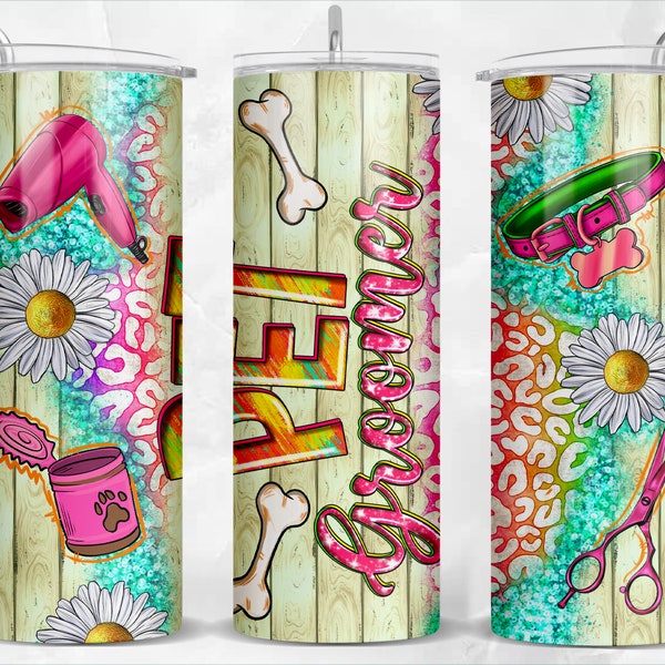 Pet groomer 20oz skinny tumbler png sublimation design download, western tumbler png, Pet groomer png, sublimate designs download