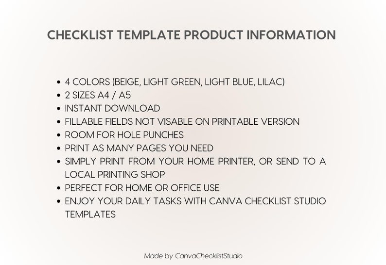 Printable and fillable daily checklist daily to do list etsy