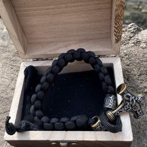 Viking Mjolnir Bracelet with Thor Hammer Nordic Runes Magnetic Clasp