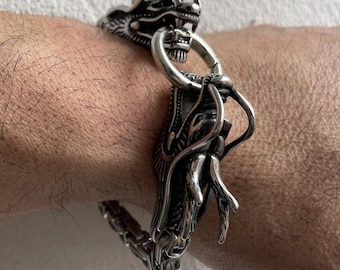 Viking Bracelet Dragon Chain Norse Amulet Mythic Wristband