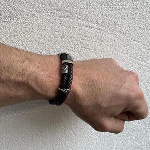 Valknut Norse Leather Bracelet – Viking Knotwork Stainless Steel Amulet Wristband