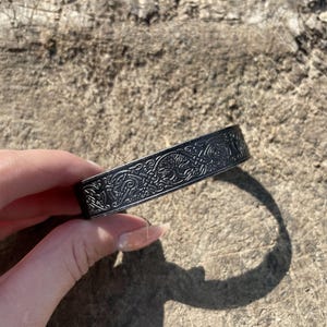 Viking Dragon Bracelet – Norse Beast Bangle in Stainless Steel with Nordic Knotwork