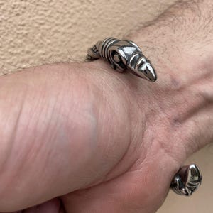 Viking Dragon Head Bracelet – Norse Mythology Torque Bangle for Men, Nordic Wolf Arm Ring, Stainless Steel Pagan Jewelry